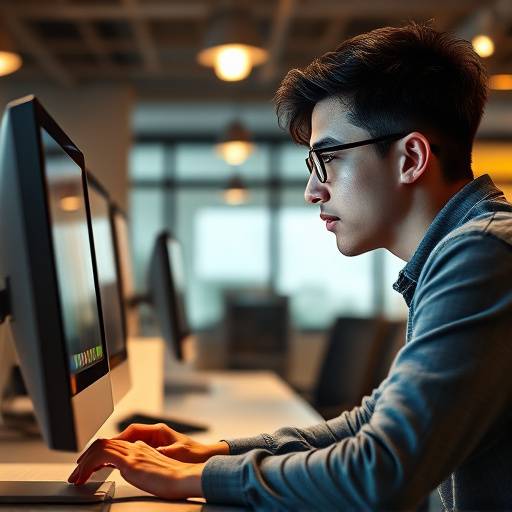 Imagen del Curso de Marketing Digital Avanzado. Un estudiante frente a la pantalla de su ordenador.